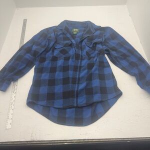 Large Still Water Supply Blue and Black Plaid Button Down flannel Shirt